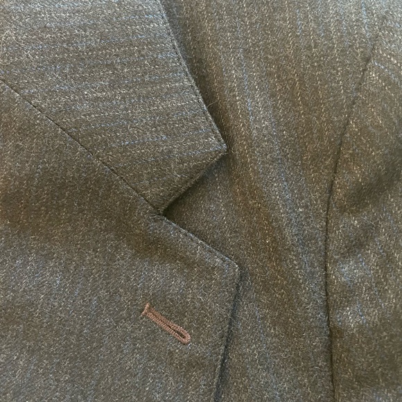 J. G. HOOK Vintage 80’s Subtle Stripe 2-Button Wool Suit in Charcoal Size 40 R - Picture 4 of 14